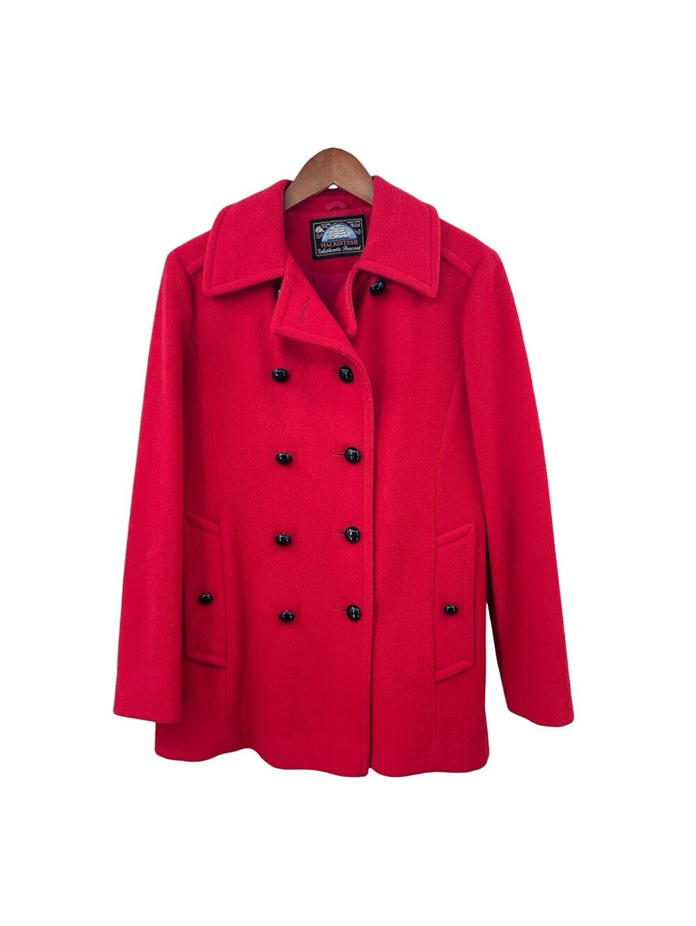 MACINTOSH Vintage 100% Wool Coat Peacoat Womens 10 Red Authentic Buttons X928